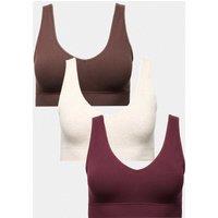 M&S 3 Pack Seamless V-Neck Crop Tops Wine Mix