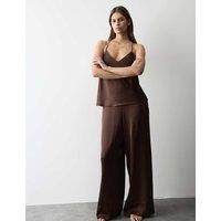 Autograph Satin Wide Leg Pyjama Bottoms Medium Brown