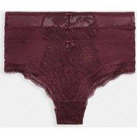 M&S 3 Pack Jasmine All Over Lace Hipster Knickers Dark Wine