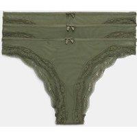 M&S 3 Pack Jasmine Mesh Brazilian Knickers Khaki