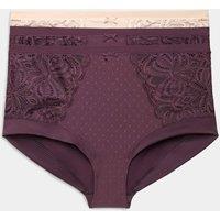 M&S 3pk Amelia Lace High Rise Shorts Dark Aubergine
