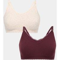 M&S 2 Pack Seamless Non Wired Maternity Nursing Bras Wine Mix