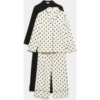 M&S 2 Pack Soft Touch Polka Dot Pyjama Sets Black Mix