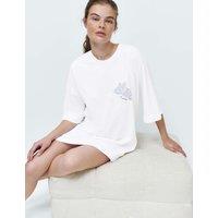 B by Boutique Pure Cotton Printed Oversized Nightdress White
