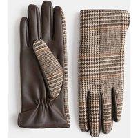 M&S Checked Gloves Brown Mix