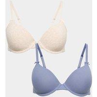 M&S 2 Pack Ribbed Wired Demi Cup Bras (A-E) Blue Mix