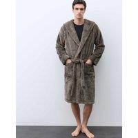 Autograph Fleece Textured Dressing Gown Grey Mix