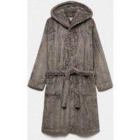 Autograph Fleece Textured Dressing Gown Grey Mix