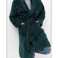 M&S Fleece Supersoft Dressing Gown Dark Kingfisher