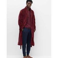 M&S Fleece Supersoft Dressing Gown Bordeaux