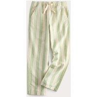 M&S Cotton Rich Striped Trousers with Linen (2-8 Yrs) Green Mix