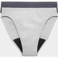 M&S 2 Pack Heavy Absorbency Period High Leg Knickers Grey Mix