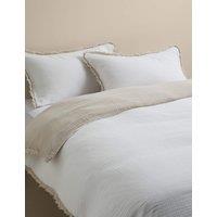 M&S Pure Cotton Muslin Reversible Bedding Set Natural Mix