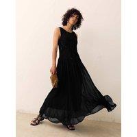 Per Una Embellished Ruched Midi Dress Black