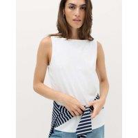 M&S Cotton Rich Slash Neck Vest Soft White