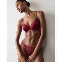 Autograph Lace with Silk Tanga Thong Claret