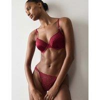 Autograph Lace with Silk Tanga Thong Claret