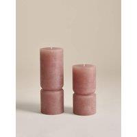 M&S 2 Pack Unscented Pillar Candles Light Buff