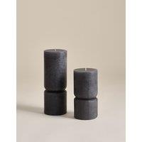 M&S 2 Pack Unscented Pillar Candles Dark Graphite