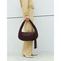 M&S Woven Rounded Hobo Bag Burgundy