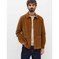 M&S Pure Cotton Corduroy Garment Dye Overshirt Rich Brown