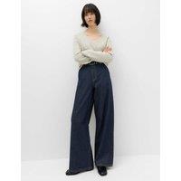 M&S High Waisted Smart Wide Leg Jeans Indigo Mix