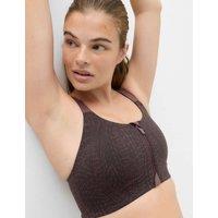 Goodmove Ultimate Support Printed Zip Sports Bra (A-GG) Dark Brown Mix