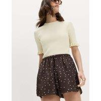 M&S Satin Polka Dot Printed Shorts Brown Mix