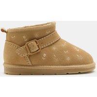 M&S Embroidered Faux Fur Lined Suede Boots (4 Small - 2 Large) Beige