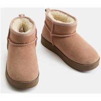 M&S Kids' Suede Warm Lined Pull On Boots (4 Small - 6 Large) Pink