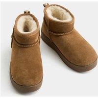 M&S Kids' Suede Warm Lined Pull On Boots (4 Small - 6 Large) Neutral