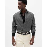 M&S Pure Cotton Flannel Shirt Black Mix