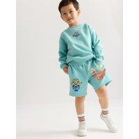 M&S Cotton Rich Minions Graphic Sweatshirt (2-8 Yrs) Aqua Mix