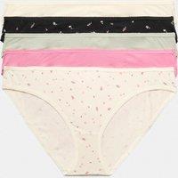 M&S 5pk Cotton Lycra Bikini Knickers Light Cream