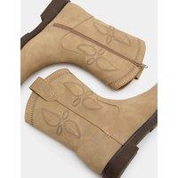 M&S Kids' Western Mid Calf Boots (4 Small-6 Large) Neutral