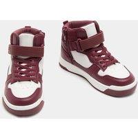 M&S Kids' Freshfeet Riptape High Top Trainers (4 Small - 7 Large) Berry