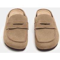 M&S Suede Flat Loafer Clogs Taupe
