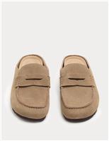 M&S Suede Flat Loafer Clogs Taupe