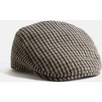 M&S Houndstooth Flat Cap Brown Mix