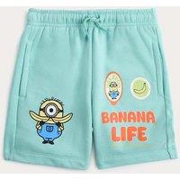 M&S Cotton Rich Minions Graphic Shorts (2-8 Yrs) Aqua Mix