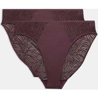 Body by M&S 2 Pack Body Lace High Leg Knickers Dark Aubergine