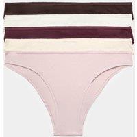 M&S 5 Pack Cotton Lycra Brazilian Knickers Bitter Chocolate