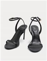 Leather Ankle Strap Stiletto Heel Sandals