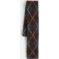 M&S Argyle Skinny Scarf with Wool Brown Mix