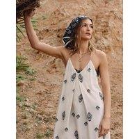 Per Una Pure Cotton Printed Strappy Jumpsuit Ecru Mix