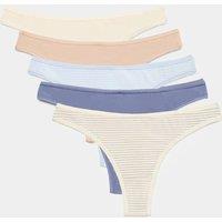 M&S 5 Pack Cotton Lycra Thongs Blueberry