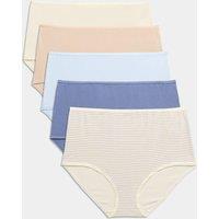 M&S 5pk Cotton Lycra Full Briefs Blueberry