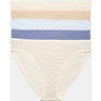 M&S 5pk Cotton Rich Lycra High Leg Knickers Blueberry
