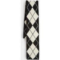 M&S Argyle Skinny Scarf with Wool Black Mix