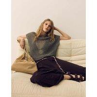 Per Una Cotton Blend Open Knit Slouchy Jumper Grey
